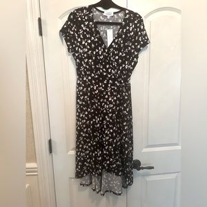 Gilli faux wrap short sleeve dress, multi color, size Large